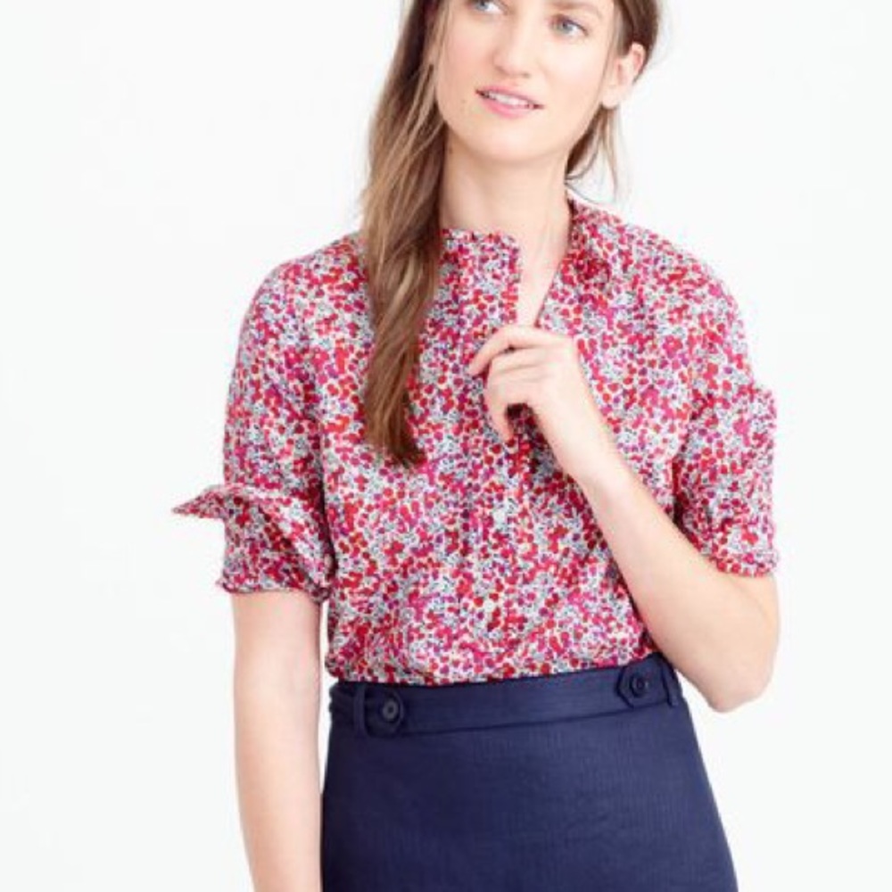 J CREW ruffle popover shirt in Liberty Art Fabrics  Wiltshire Print size…